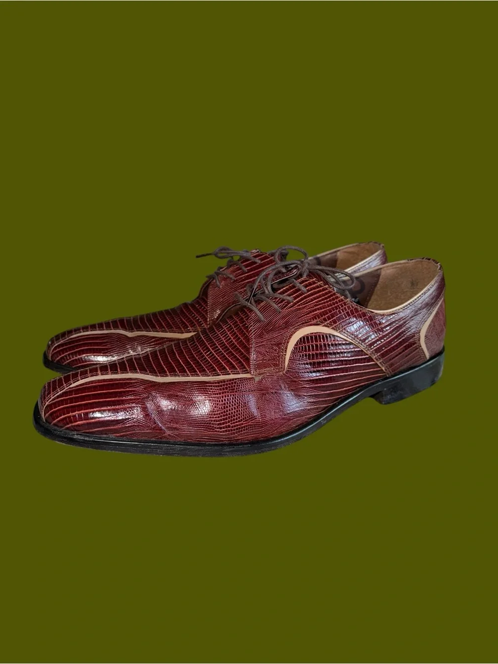 Vintage Y2K Stacy Adams Men's Size 13 Brown Leather Croc Square Toe Dress Shoes